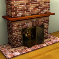 3d Fireplace, logs and screen models.