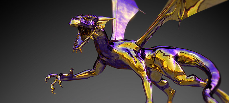 Metal glazed glass dragon.