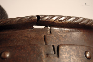 Closeup of the collar hinge after restoration